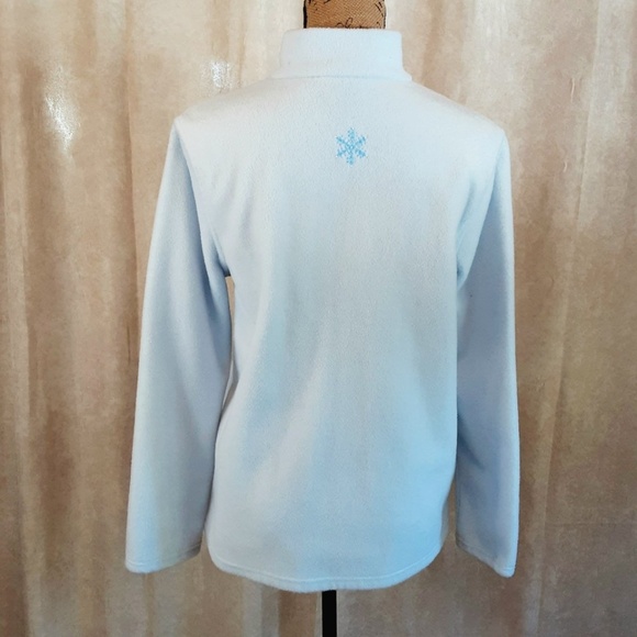 Bobbie Brooks Powder Blue Winter Snowflake Front Zip Fleece Jacket Sz M - Picture 6 of 13